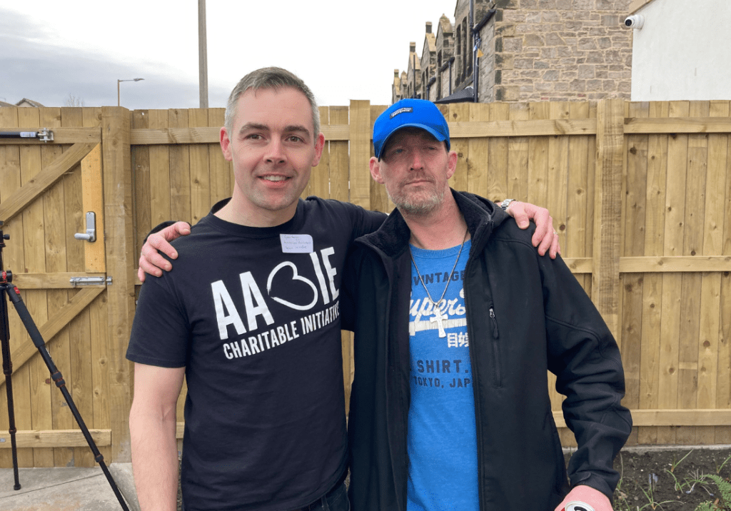 Glenn Hogg, AABIE Trustee and Andy who lives in a Rowan Alba home-for-life