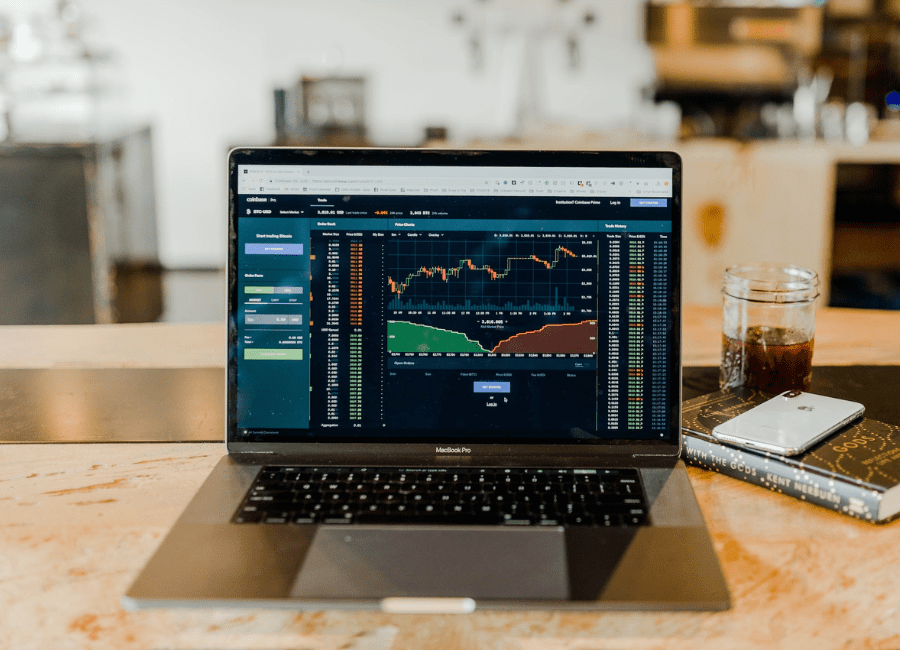 Image of a laptop with crypto exchange