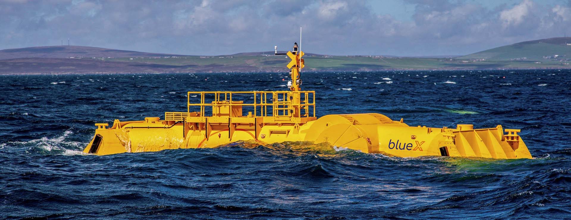 A yellow submarine in the water.